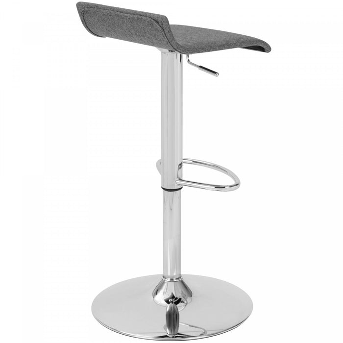LumiSource Ale Grey Fabric Contemporary Adjustable Height Barstool with Swivel - Set of 2