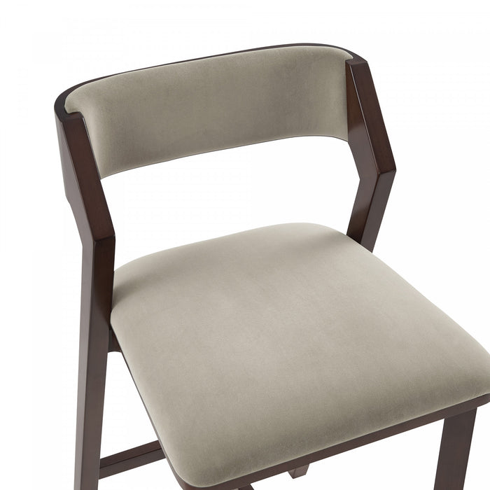 Patricia Modern Wood Upholstered Barstool in Linen - Set of 3