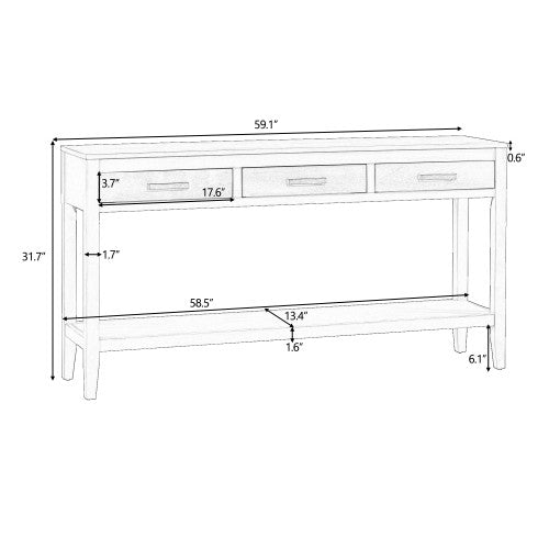 Emma 59.1'' Farmhouse Entryway Table with Drawers and Open Shelf,Black Sofa Table