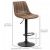 HOMCOM Set Of 2 Microfiber Retro Tub Bar Stools Metal Frame Footrest Brown