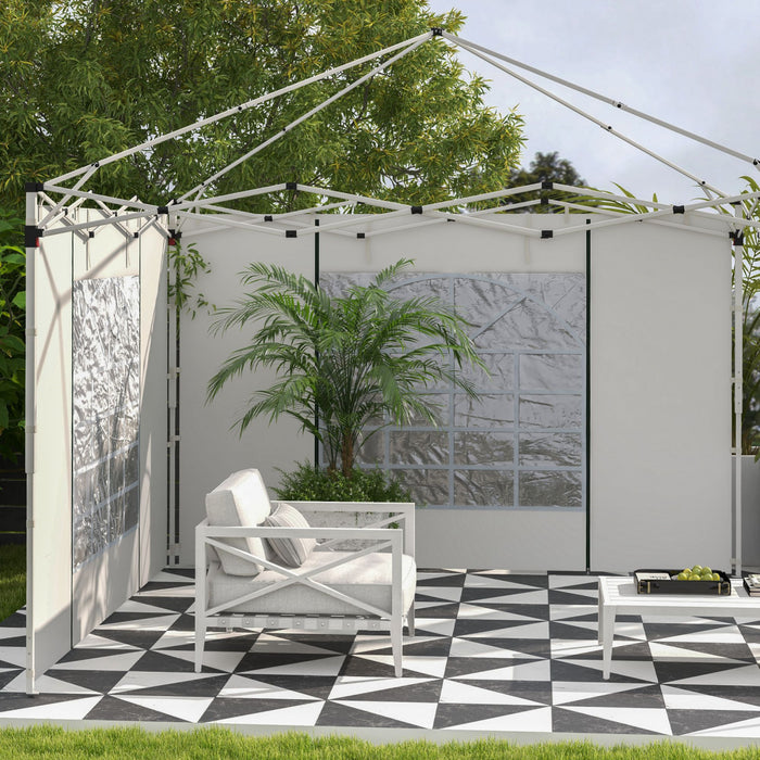 Outsunny Instant Canopy Sidewalls With Windows And Doors, For 10' X 10' Or 10' X 20' Pop Up Canopy, Canopy Walls Replacement, 2pcs, White