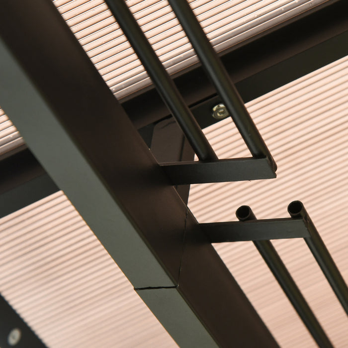 Outsunny 10' X 13' Patio Gazebo Aluminum Framed Polycarbonate Roof Hardtop Garden Canopy Party Tent Marquee Outdoor Shelter With Mesh Curtains & Side Walls - Grey