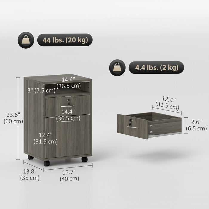HOMCOM Vertical Filing Cabinet with Lockable Drawer, File Cabinet, Grey