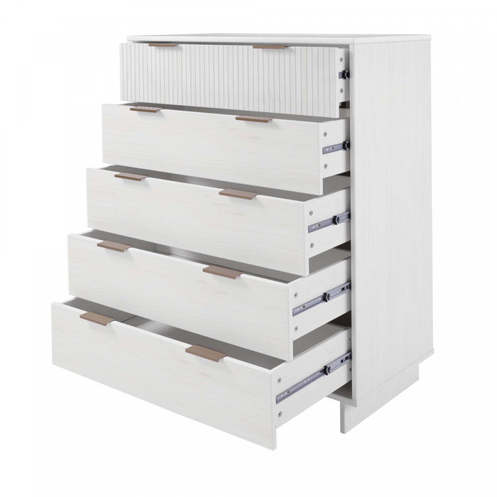 Granville Modern 38\" Chest in White (5-Drawer)