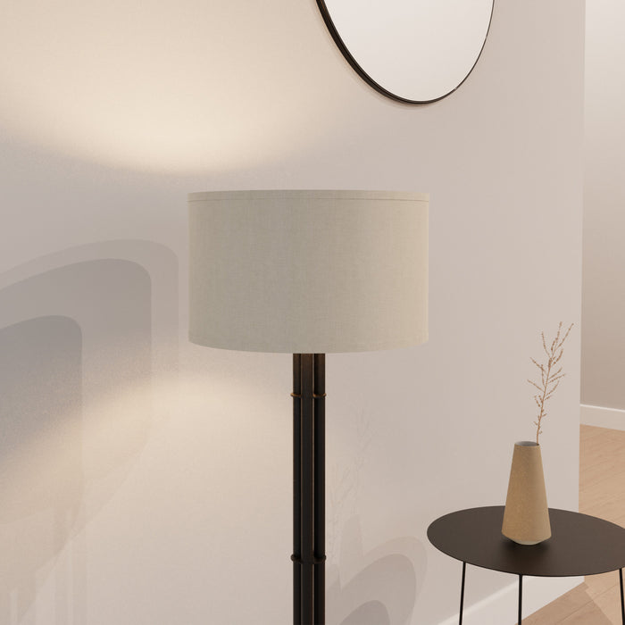 62\" Black Floor Lamp with Cylindrical Shade