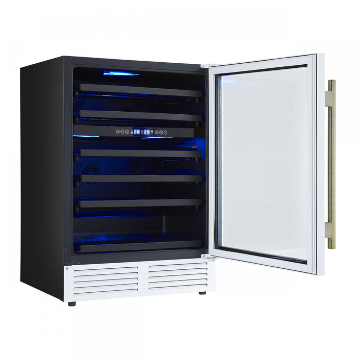Forno Bacchino 24\" Wine Cooler, White,51 Bottle Capacity, Built-In or Freestanding-FWCDR6634-24WHT