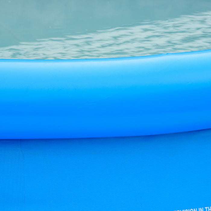 Outsunny Inflatable Swimming Pool Family-sized Blow Up Pool Round Paddling Pool With Hand Pump For Kids, Adults, Outdoor, Garden And Backyard, 107\" X 30\", Blue