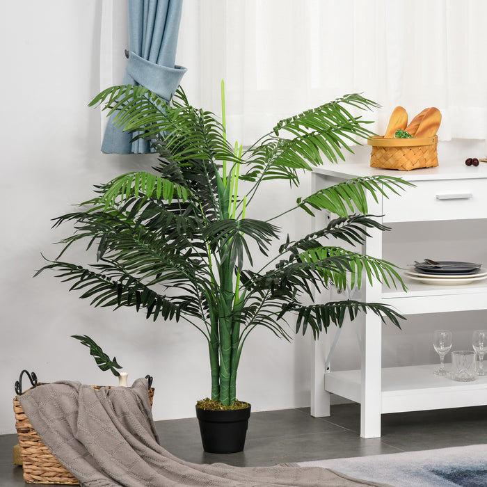 Outsunny 4FT Artificial Tropical Palm Tree Faux Plant with Lifelike Leaves