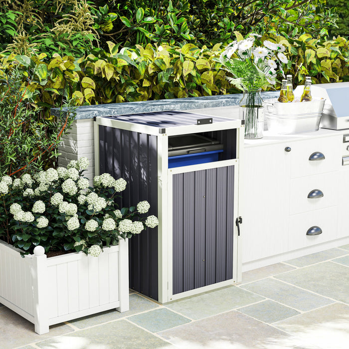 Outsunny Single Garbage Bin Shed, Lockable Storage Shed With Openable Lid
