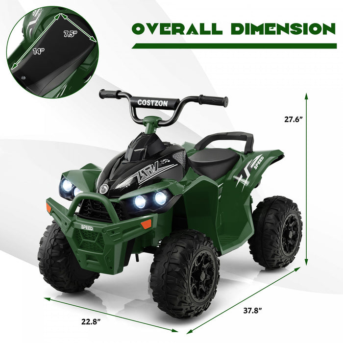 Costway 12v Battery Powered Kids Ride On Atv Electric 4-wheeler Quad Car With Mp3 & Light