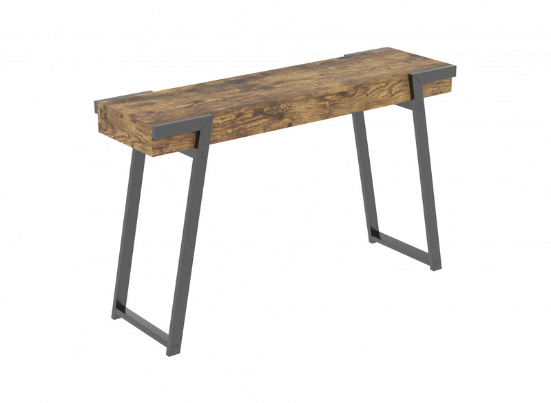 47” Narrow Console Table With Storage Shelf - Brown Reclaimed Wood With Black Metal