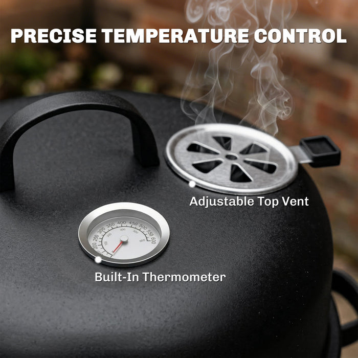 Outsunny 3-in-1 Vertical Charcoal Smoker with 2 Grill Grates, Built-in Thermometer, Adjustable Vent, 2 Doors, Outdoor BBQ Smoker Grill for Camping, Parties, Picnic