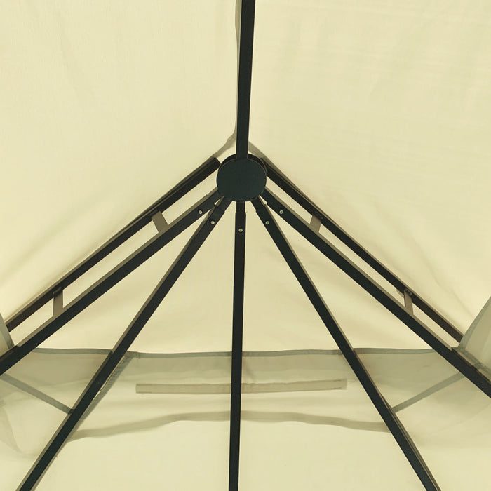 Outsunny 12' X 10' Steel Frame Patio Gazebo Outdoor Canopy Shelter With Double Vented Roof, Mosquito Netting, Beige