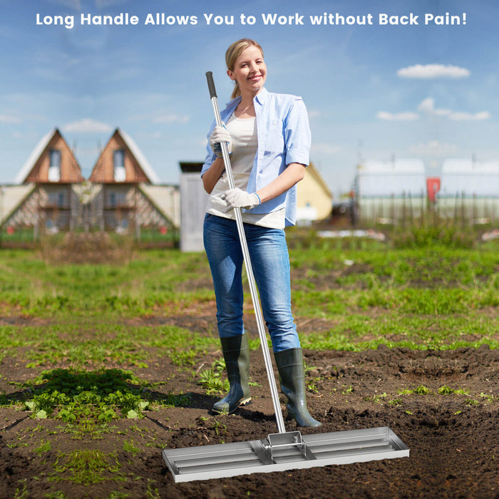 Costway Lawn Leveling Rake 36\" X 10\" Heavy Duty Level Lawn Tool For Garden Backyard/lawn Silver