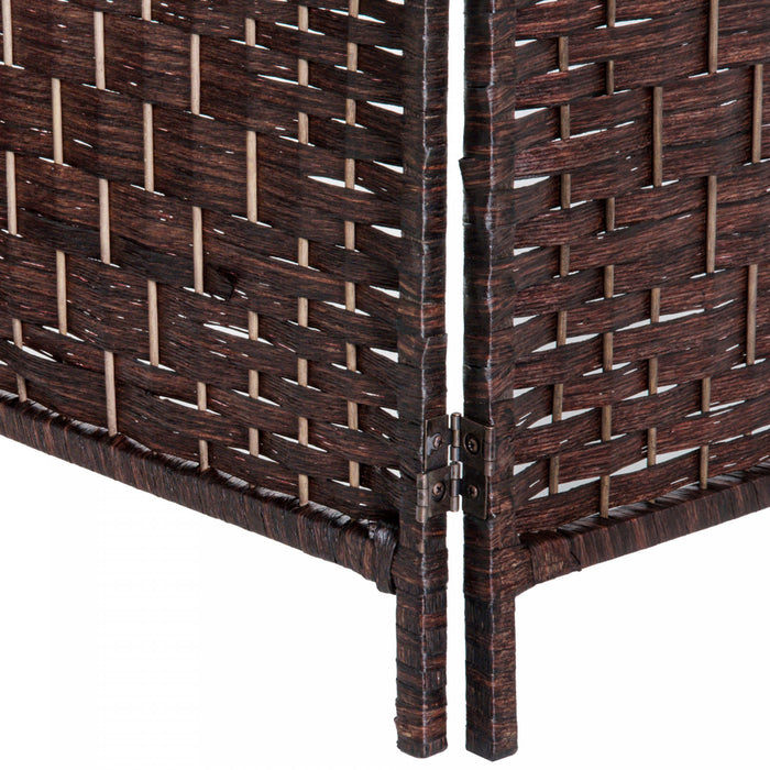 Homcom Double Hinged Woven Wicker Room Divider And Privacy Screens