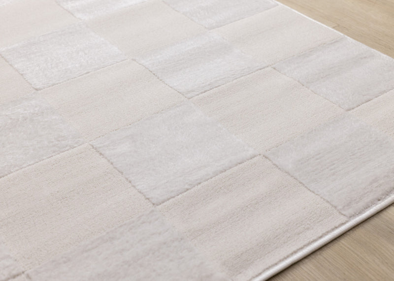 Leonardo White Grey Checkered Area Rug - 7'10\" x 10'6\"