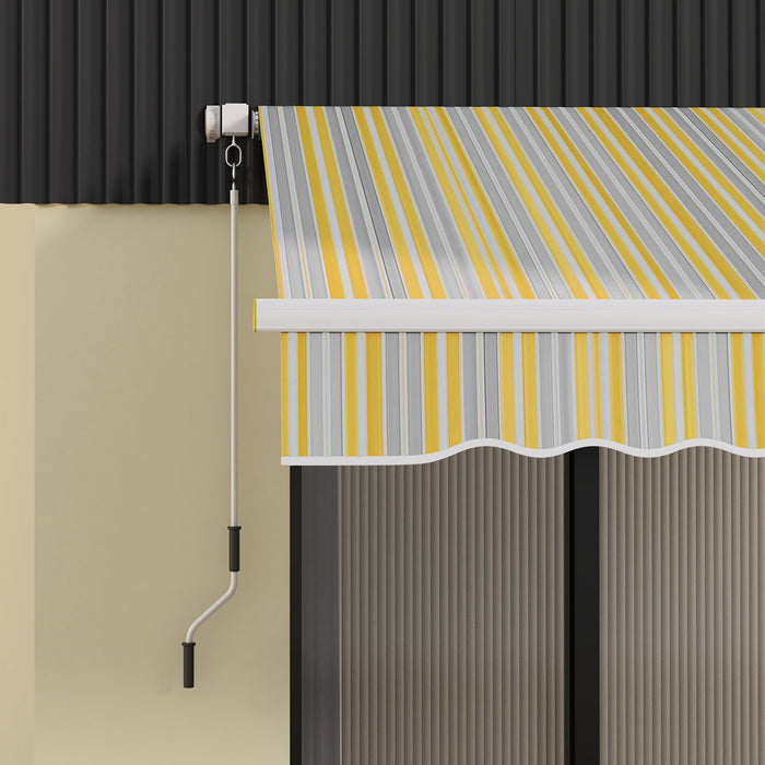 Outsunny 8' X 6.5' Retractable Awning With Led Lights, Uv40+, Yellow/grey
