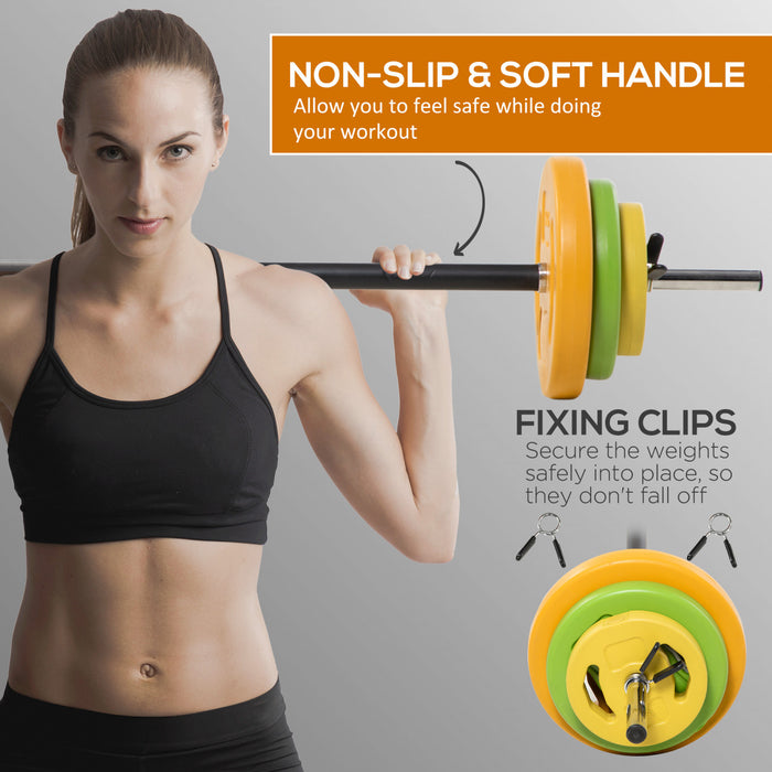 Soozier 44lbs Barbell Set with Weights for Home Gym, with Non-slip Handle