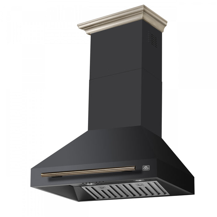 Forno Aria 30 Inch Wall-Mounted Range Hood, Black- FRHWM5095-30BLK