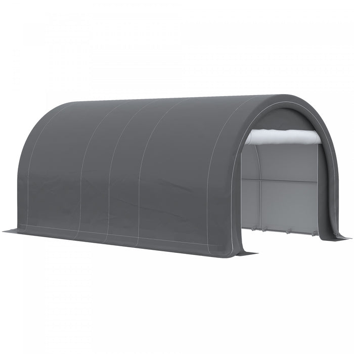 Outsunny 10' X 16' Carport Storage Tent Anti-uv Pe Portable Garage, Grey