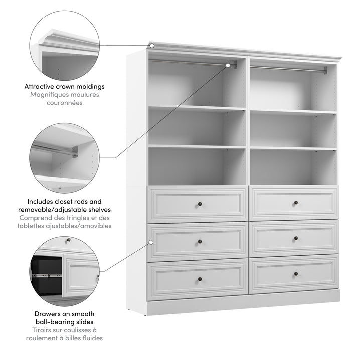 Bestar Versatile 72 W Closet Organizer with Drawers - White