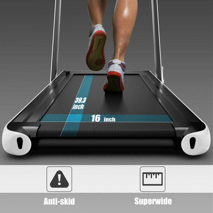 Superfit 2.25hp 2 In 1 Folding Treadmill W/ App Speaker Remote Control White