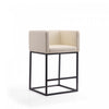 Embassy Mid-Century Modern Metal Upholstered Counter Stool in Cream - Set of 2 | Tabouret de comptoir Embassy style milieu du siecle en metal et tissu creme - Lot de 2