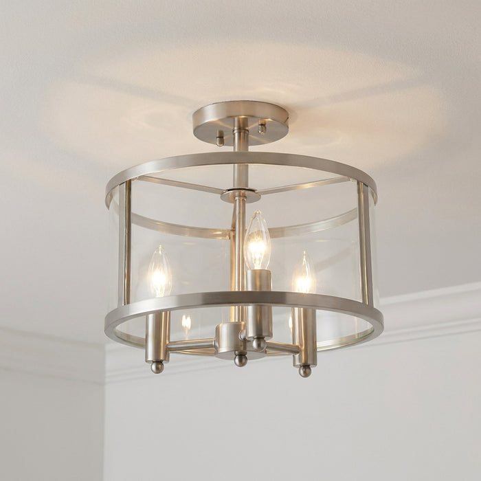 Salerno 3 Light Semi-flush mount Ceiling Light, Onyx, 13\"D Lamp