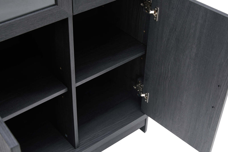 Jodie Mid-Century Modern 31\" Bookcase Cabinet in Charcoal Gray (6-Shelf) - Set of 3