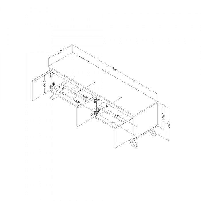 Flam 59\" TV Stand with Doors - Natural Walnut