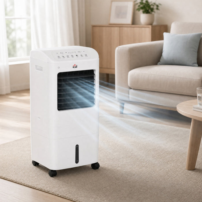 HOMCOM Evaporative Air Cooler, 3-In-1 Ice Cooling Fan with Remote, White
