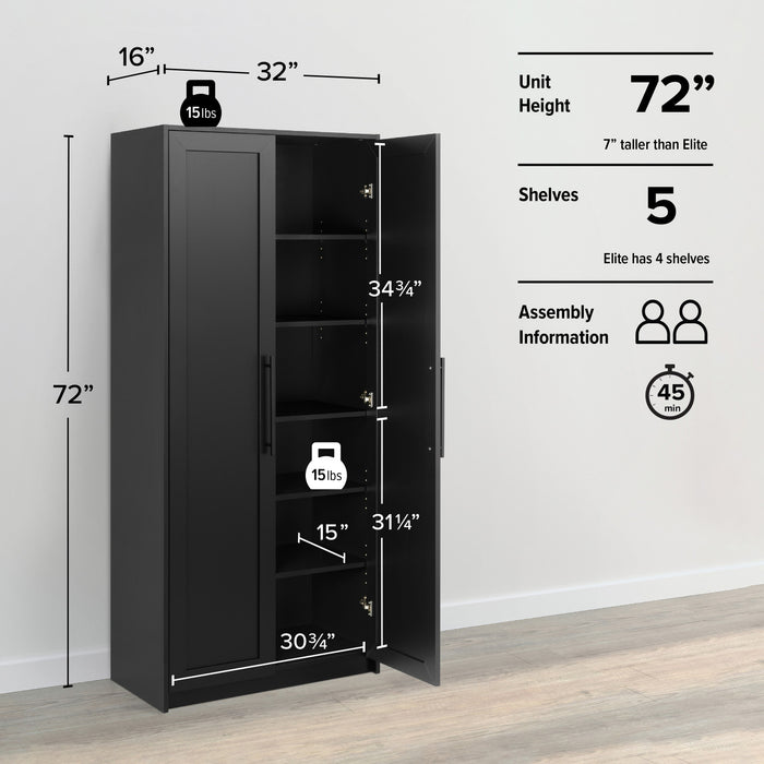 Elite Premium Home Storage Cabinet with 5 Shelves - Black