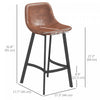 HOMCOM 27" Counter Height Bar Stools Set of 2, Industrial Kitchen Stools