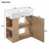 Camille Floating Bathroom Vanity with Ceramic Sink and Left Side Storage, Natural | Camille Meuble de salle de bain flottant avec vasque en ceramique et rangement cote gauche, Naturel