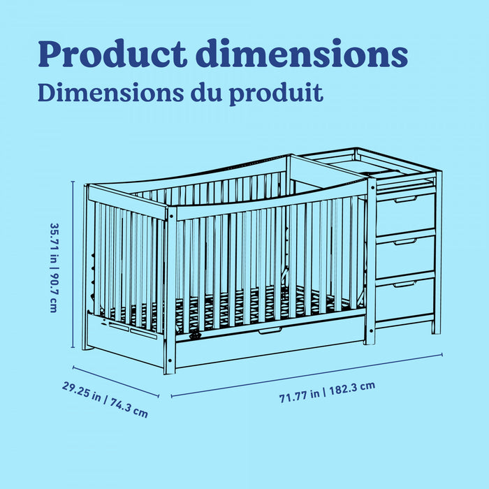 Graco Remi 4-in-1 Convertible Crib and Changer - Gray