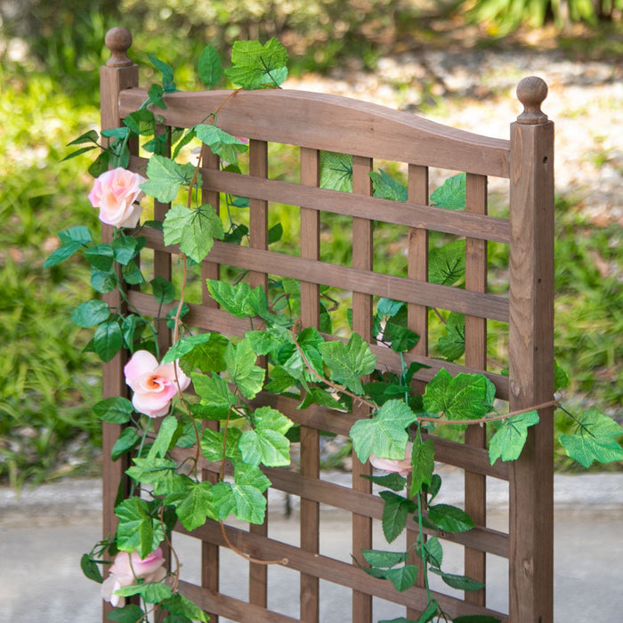 Outsunny Raised Garden Bed With Trellis For Climbing Vines, Wood Garden Planter Box, Free Standing Flower Pot, Indoor & Outdoor Display Rack, Brown