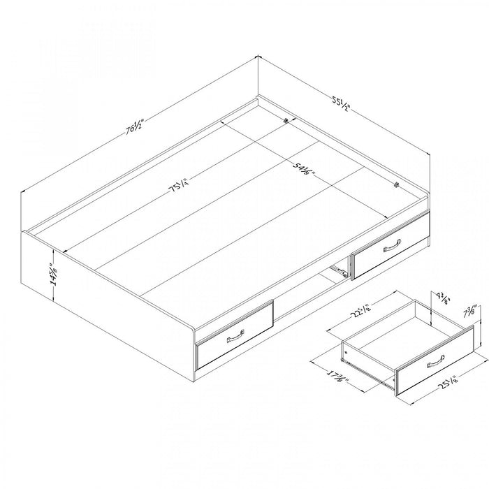 Ulysses Mates Platform Storage Bed with 3 Drawers Fall Oak - South Shore Full Bed