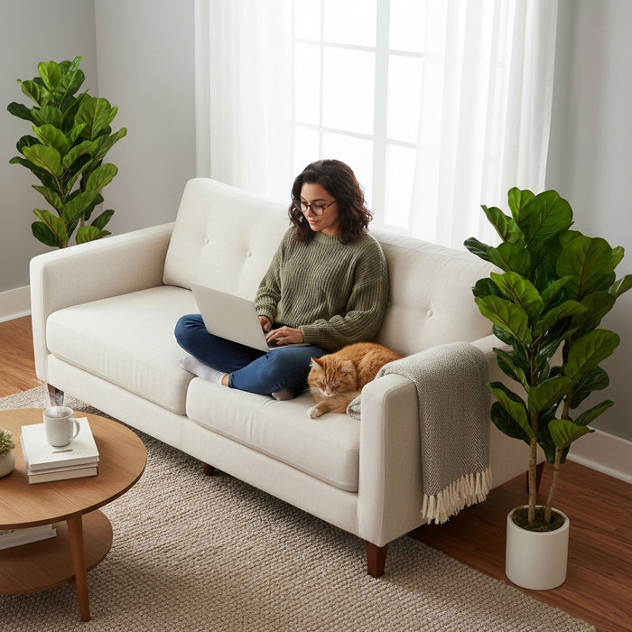 HOMCOM Faux Fiddle Leaf Fig Tree Set of 2, 4FT Fake Tree for Indoor Decor