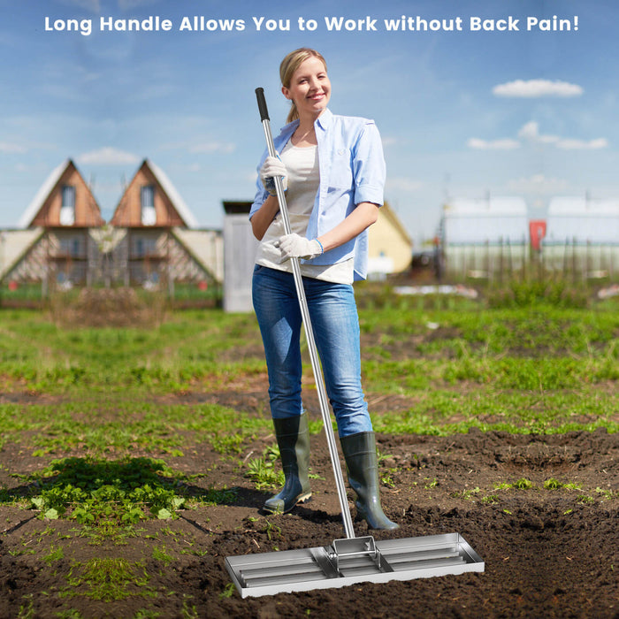 Costway Lawn Leveling Rake 30\" X 10\" Heavy Duty Level Lawn Tool For Garden Backyard/lawn Silver