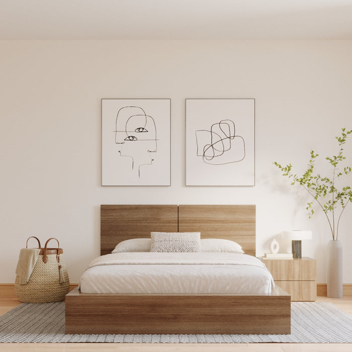 Nordika James Nightstand With 2-Drawers - Brown Oak