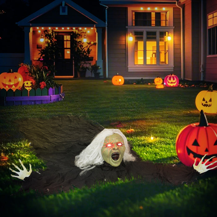 Outsunny 72\" Halloween Animated Crawling Zombie, Indoor Outdoor Party Props