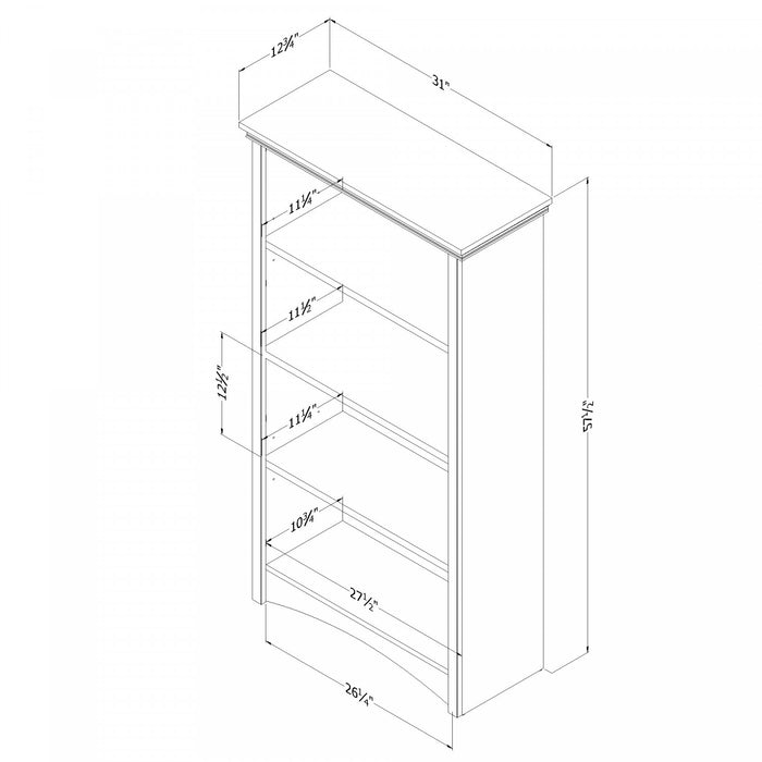 Gascony 4-Shelf Bookcase Pure White - South Shore