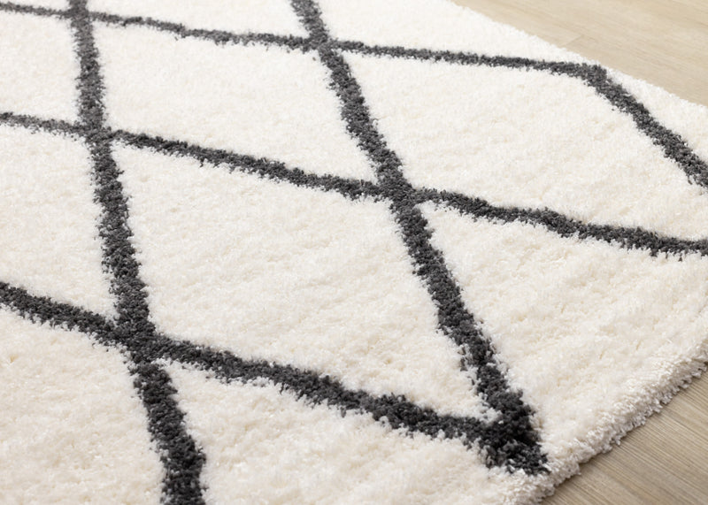 Fairmont White Grey Trellis Rug, 6'7\" x 9'10\" Indoor Area Rug