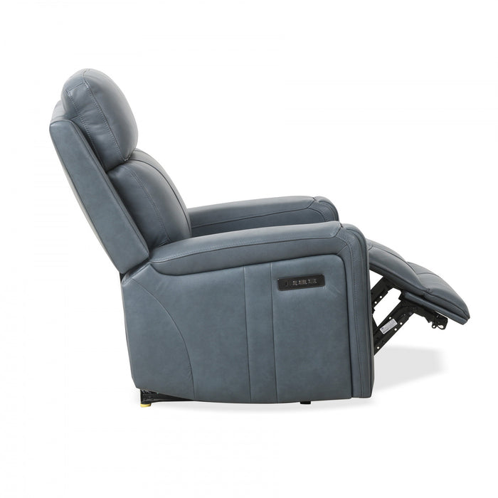 Bellamy 37 in. Leather Match Power Glider Recliner with Adjustable Headrest and USB - Blue