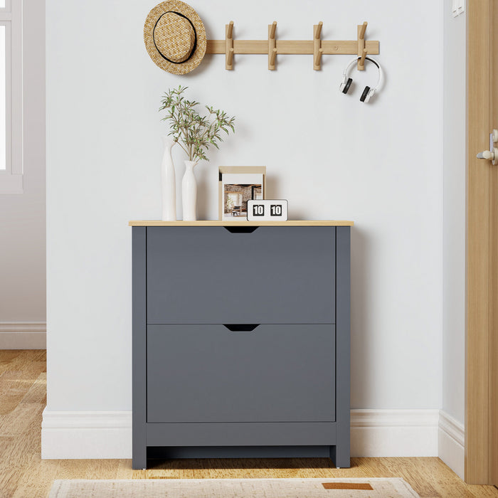 HOMCOM Narrow Shoe Cabinet for Entryway w/ 2 Flip Drawers Adjustable Shelf