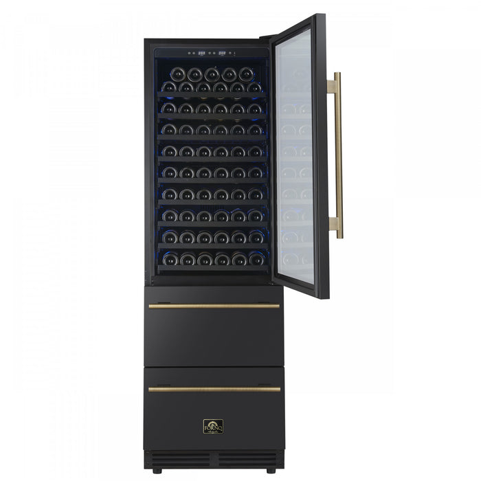 Forno Azienda 24\" Dual Zone Wine Cooler, 15.8 Cu.Ft, 108 Bottles & 100 Cans, Black - FWCDR6628-24BLK Refrigerator