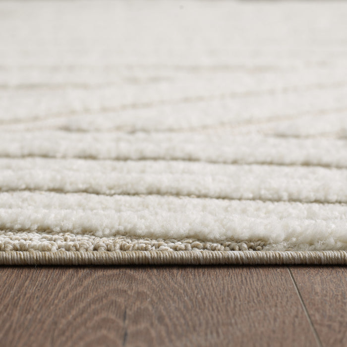 Quinto Brushed Beige Waves Shag Area Rug - 5'7\" x 7'3\"