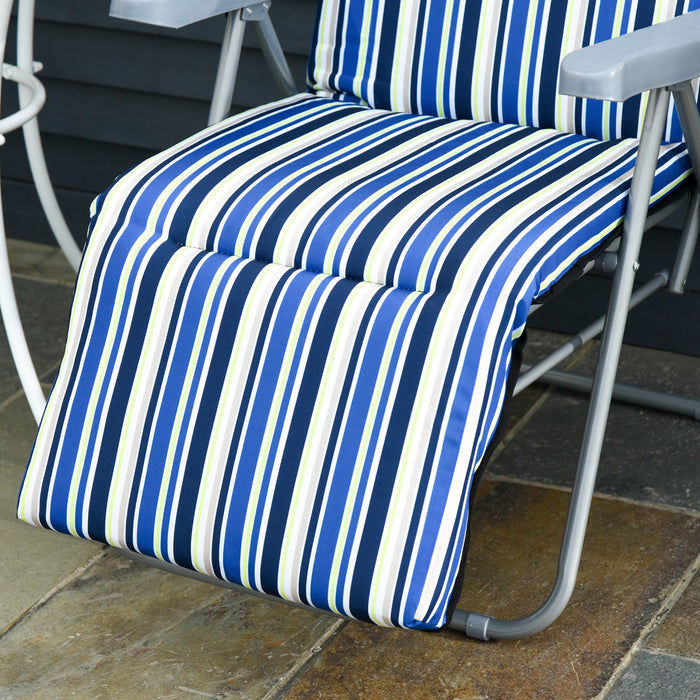 Outsunny Set Of 2 Garden Sun Lounger, Outdoor Recliner, Grey And Blue