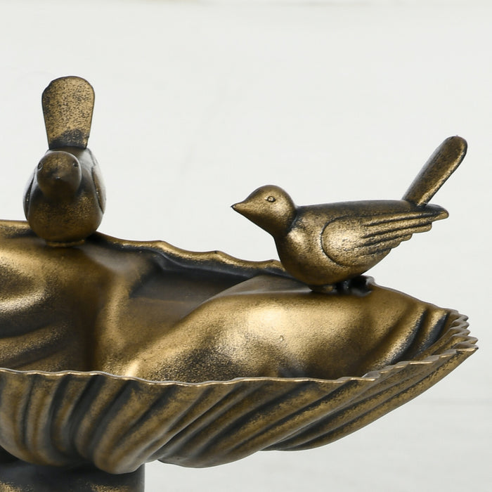 Outsunny Bird Bath With Pedestal, Birdbath Bowl For Garden, Bronze