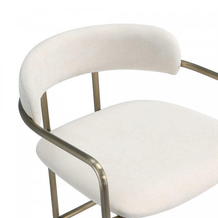 Serene Mid-Century Modern Metal Upholstered Barstool in Alabaster